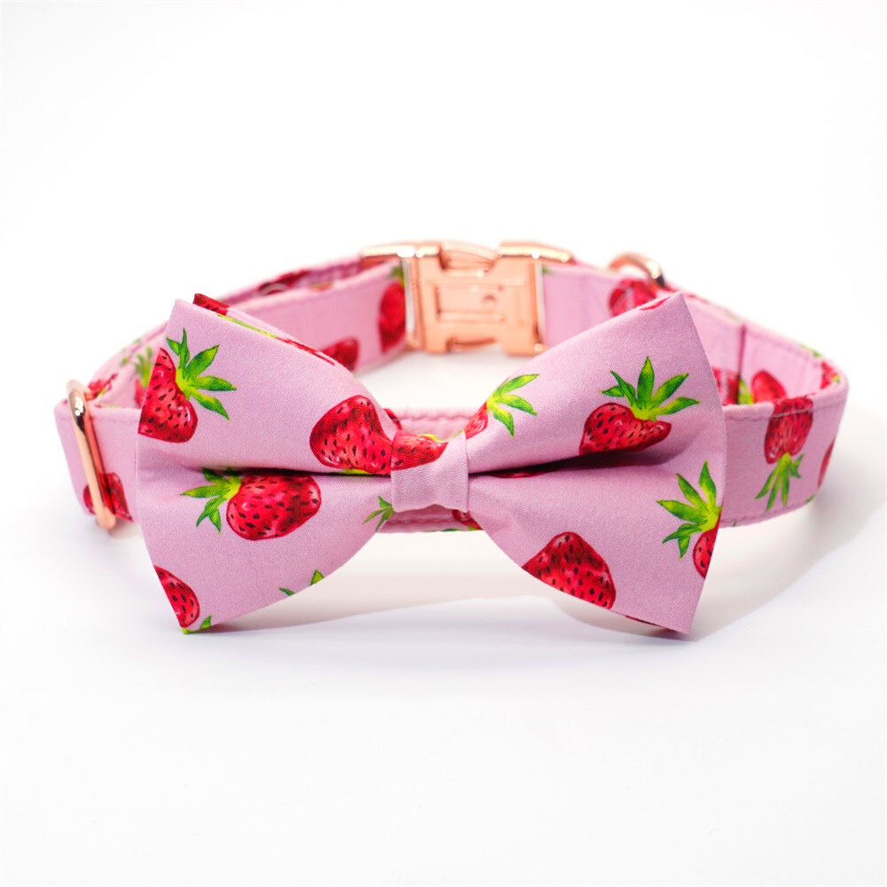 Personalized Strawberries Dog Bow Tie Collar