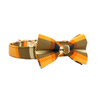 Personalized Mustard Plaid Dog Bow Tie Collar