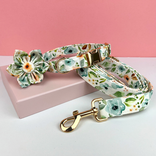 Personalized Fable Floral Dog Flower Collar & Leash