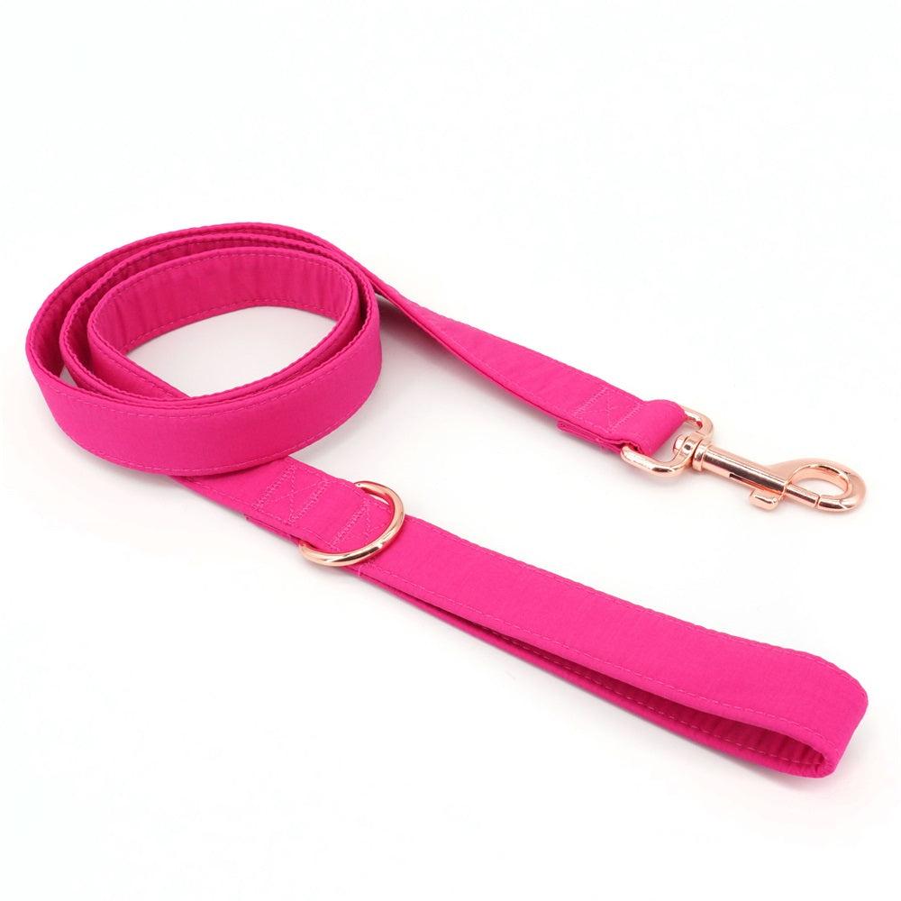 Personalized Rose Pink Dog Bow Tie Collar & Leash