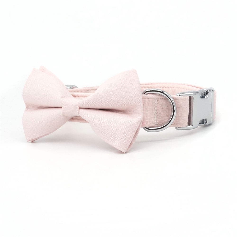 Personalized Light Rose Dog Bow Tie Collar & Leash