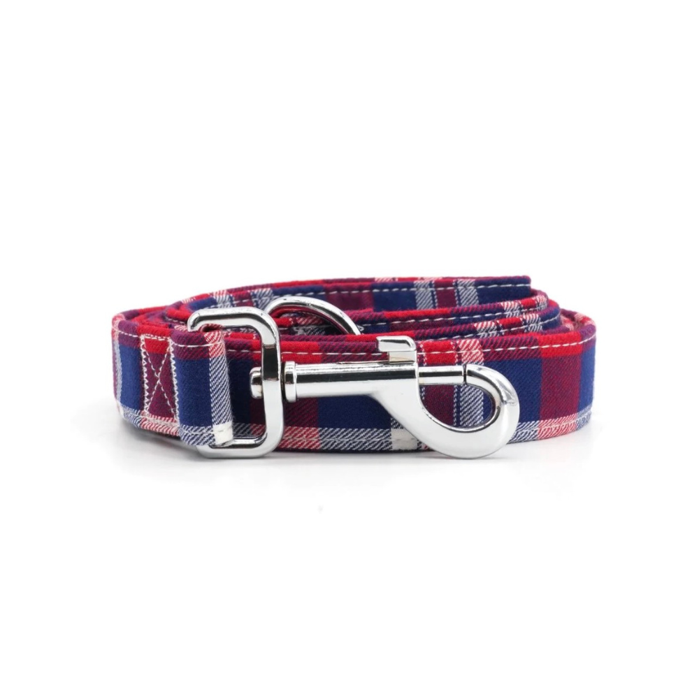 Personalized Red Plaid Bow Tie Collar & Leash