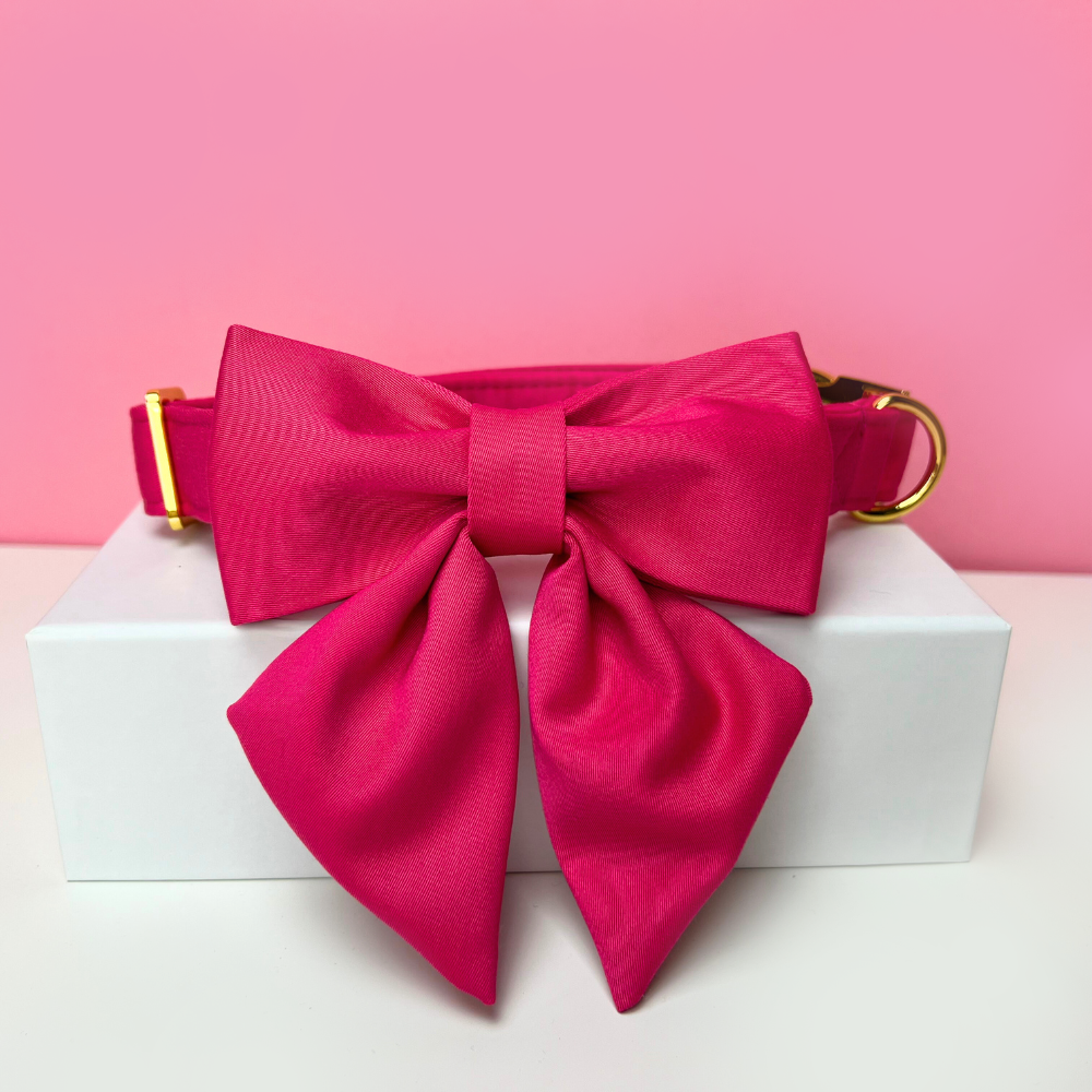 Hot Pink Dog Sailor Bow Tie Collar