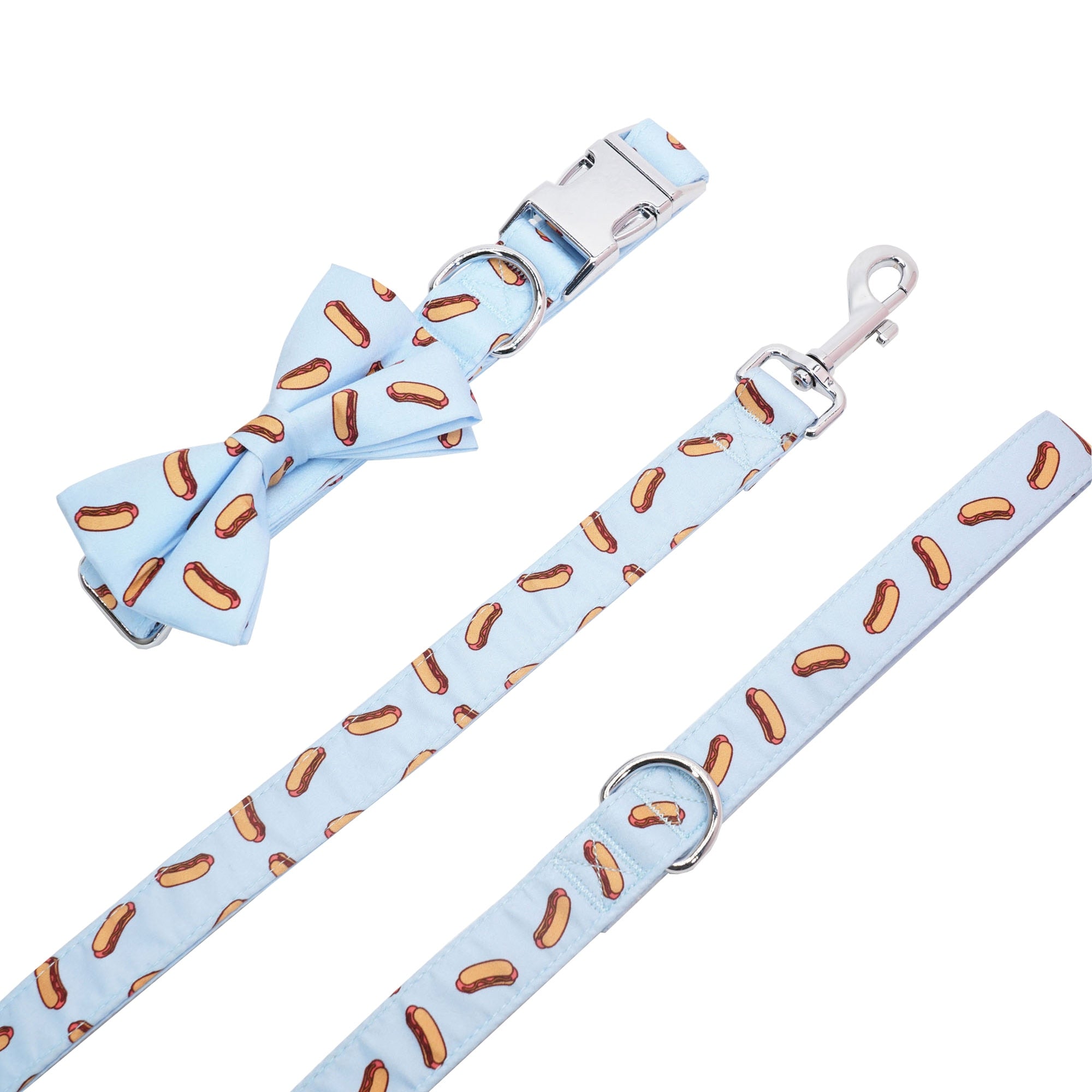 Personalized Hot Dog Bow Tie Collar & Leash