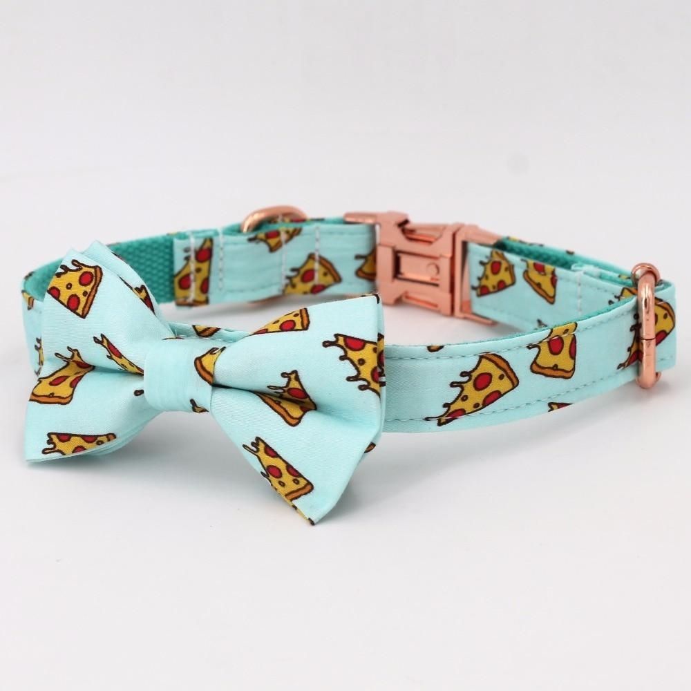 Personalized Pizza Dog Bow Tie Collar & Leash