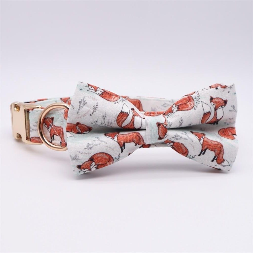 Personalized Fox Dog Bow Tie Collar & Leash