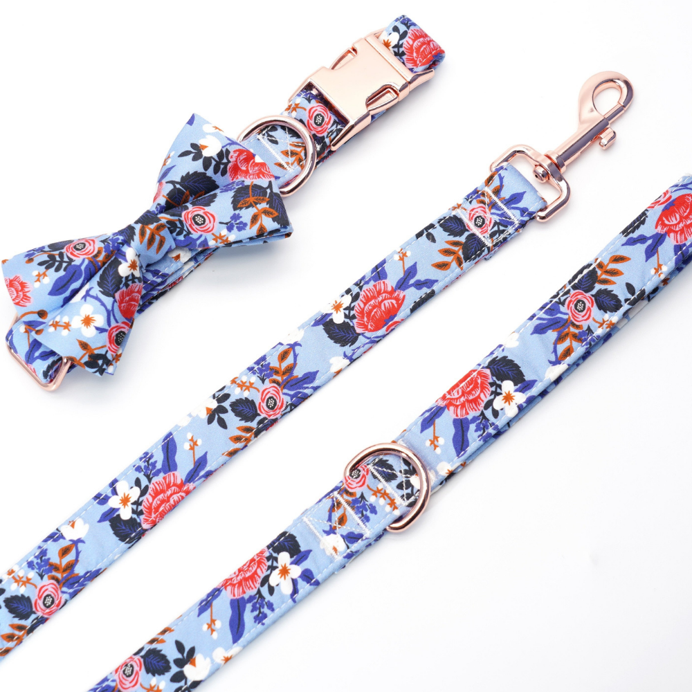 Personalized Spring Floral Dog Bow Tie Collar