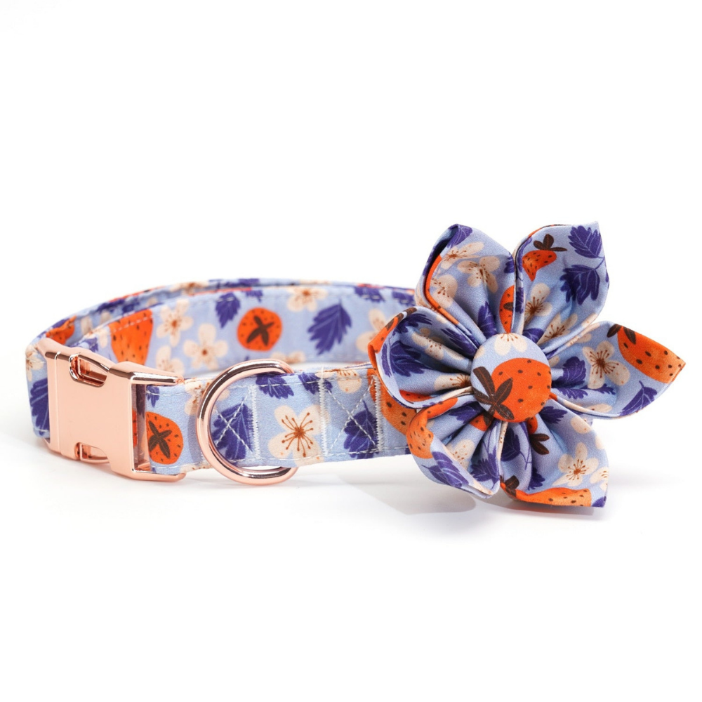 Personalized Strawberry Dog Flower Collar & Leash