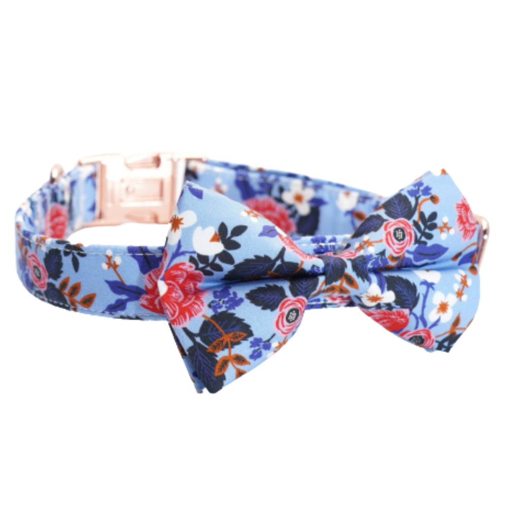Personalized Spring Floral Dog Bow Tie Collar