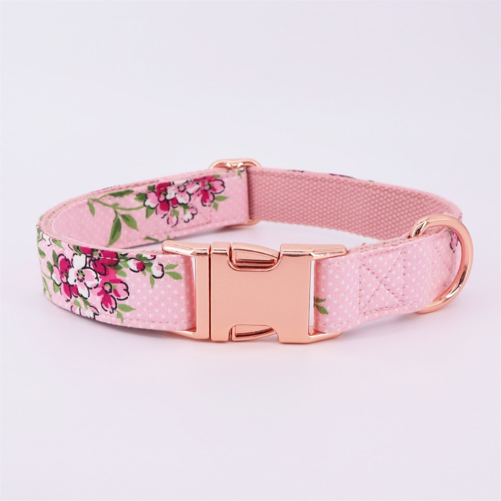 Personalized Rosa Floral Dog Flower Collar & Leash