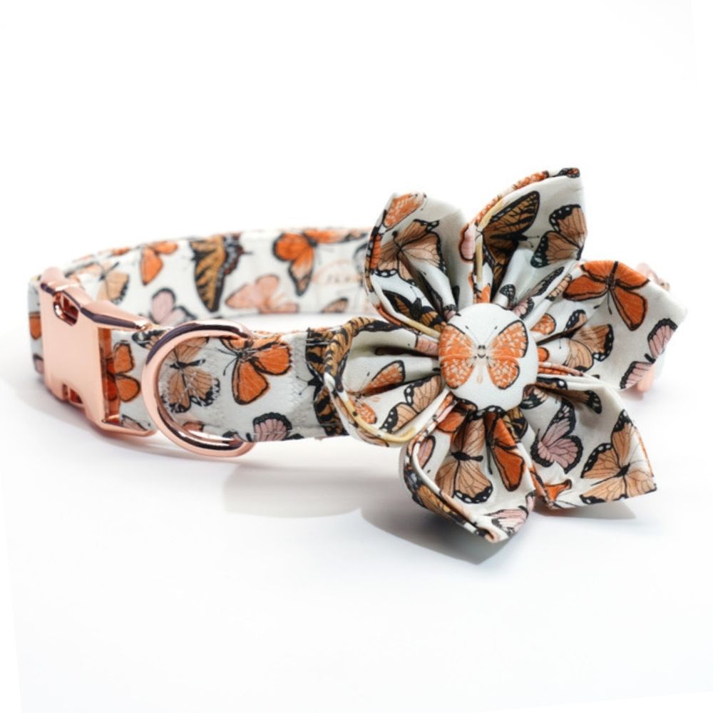 Personalized Butterflies Dog Flower Collar & Leash
