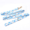 Personalized Blue Pastel Plaid Dog Bow Tie Collar & Leash