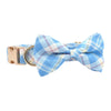 Load image into Gallery viewer, Personalized Blue Pastel Plaid Dog Bow Tie Collar