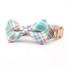 Personalized Rainbow Pastel Plaid Dog Bow Tie Collar