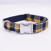 Personalized Yellow Plaid Dog Bow Tie Collar & Leash