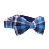 Personalized Blue Plaid Dog Bow Tie Collar