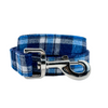 Personalized Blue Plaid Dog Bow Tie Collar & Leash