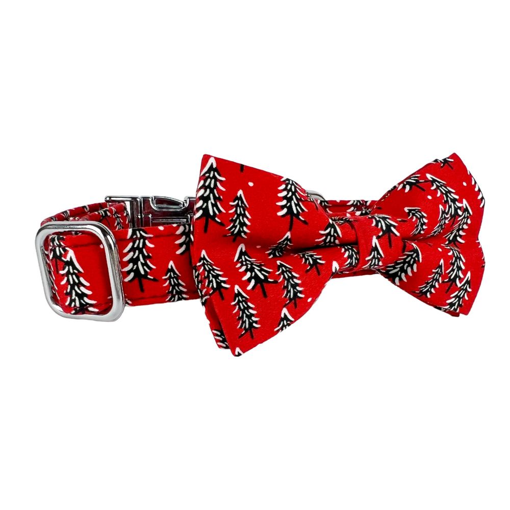Personalized Holiday Trees Dog Bow Tie Collar