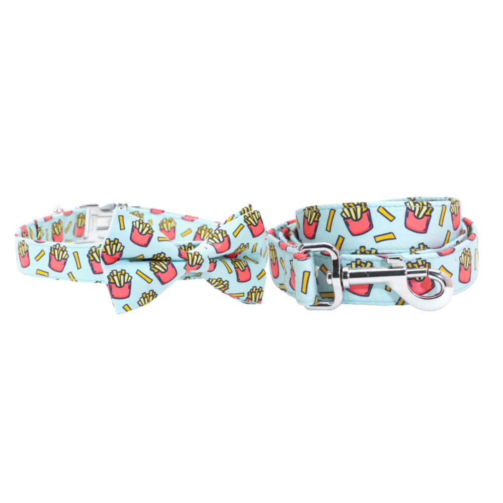 Personalized Foodie Dog Bow Tie Collar and Leash