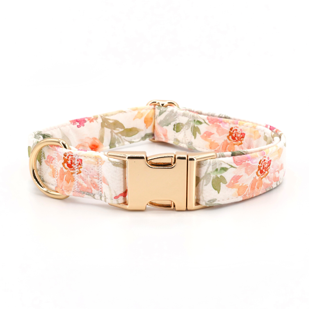 Personalized Soft Meadow Floral Dog Flower Collar & Leash