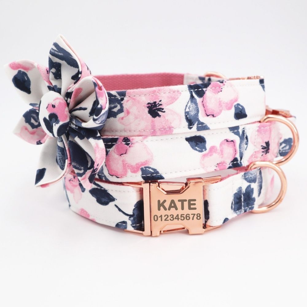 Personalized Ivy Flower Dog Collar