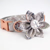 Load image into Gallery viewer, Personalized Grey Flower Dog Collar