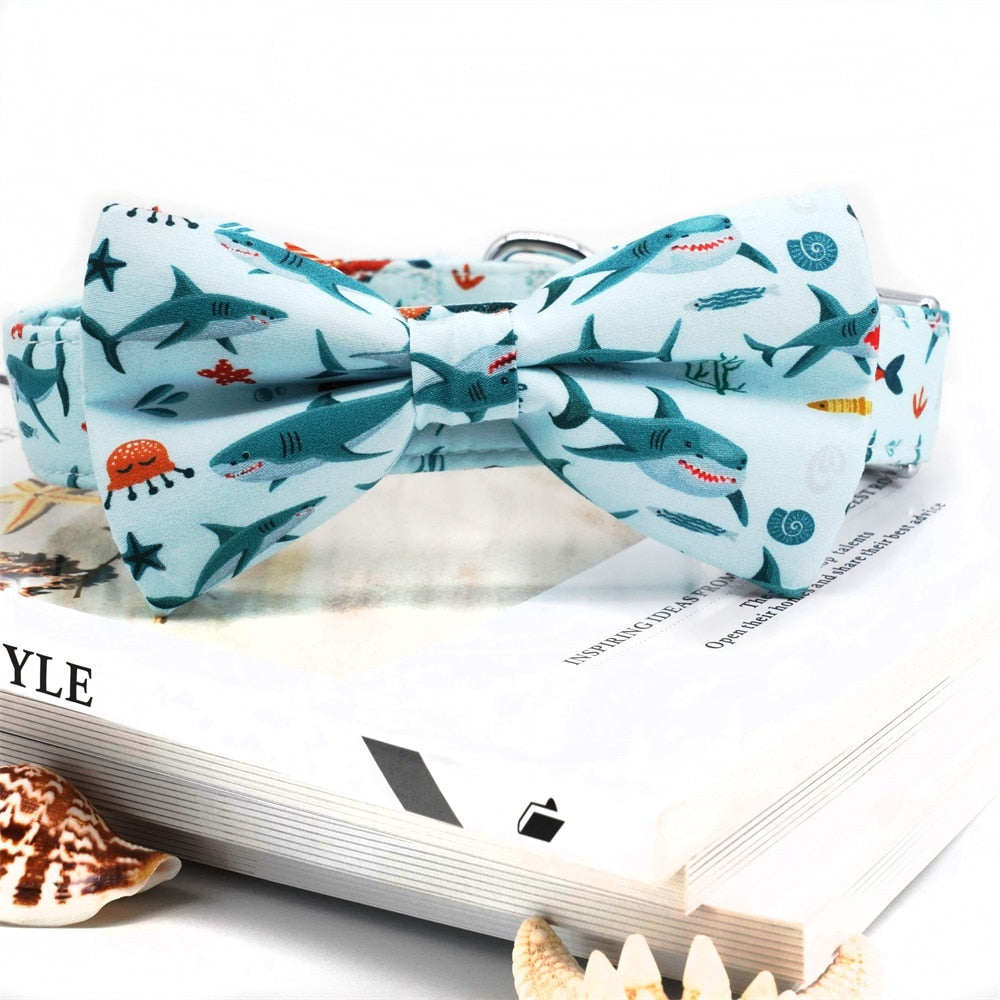 Personalized Shark Dog Bow Tie Collar & Leash