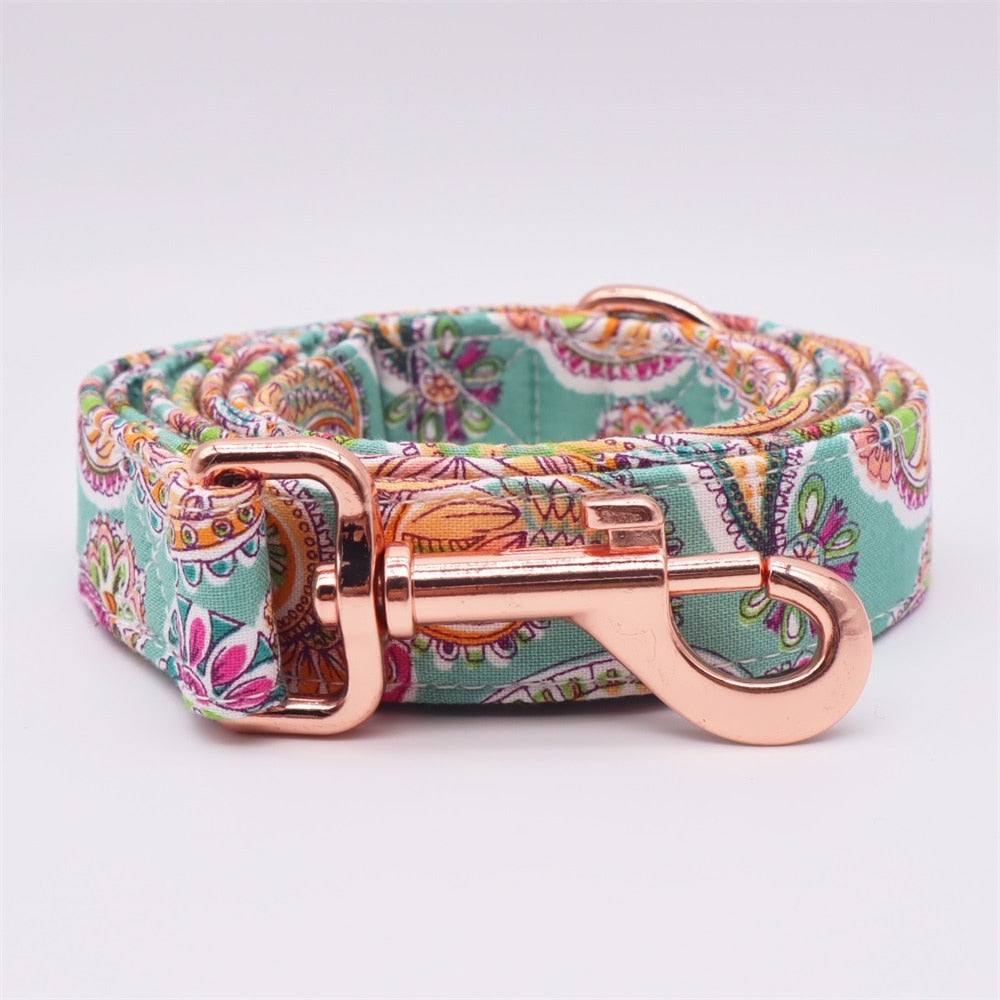 Personalized Paisley Dog Bow Tie Collar & Leash
