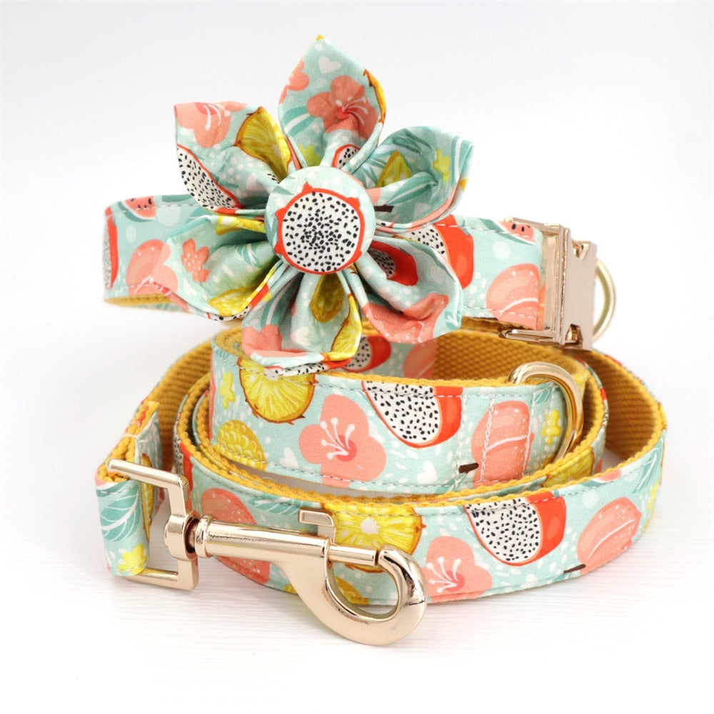 Personalized Fruits Dog Flower Collar & Leash