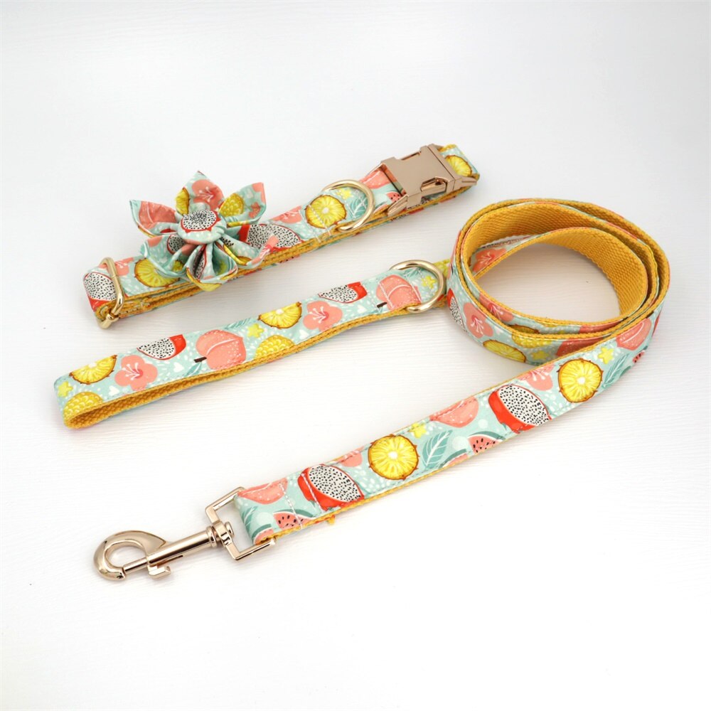 Personalized Fruits Dog Flower Collar & Leash