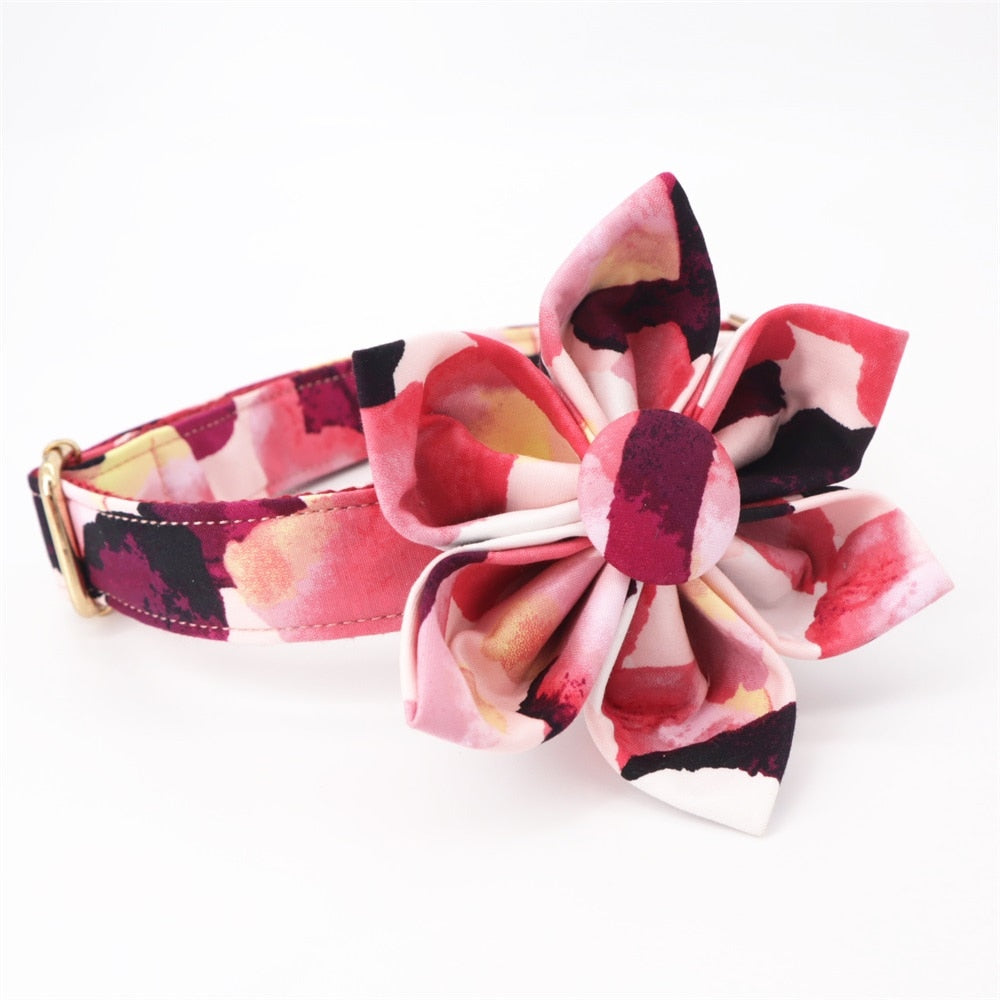Personalized Rose Dog Flower Collar & Leash