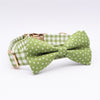 Personalized Green Plaid Dog Collar Bow Tie & Leash