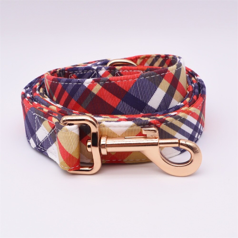 Personalized Autumn Plaid  Dog Bow Tie Collar