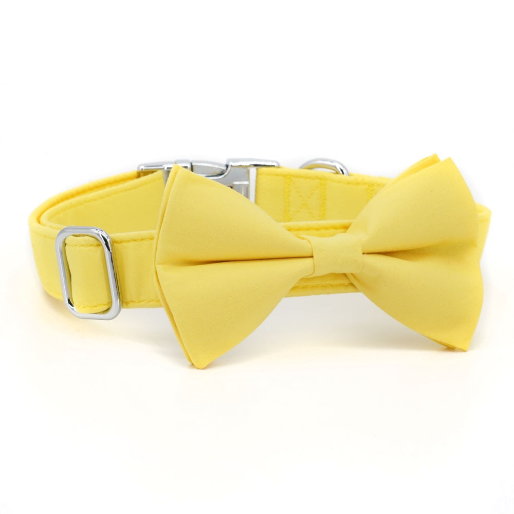 Personalized Solid Yellow Dog Bow Tie Collar & Leash