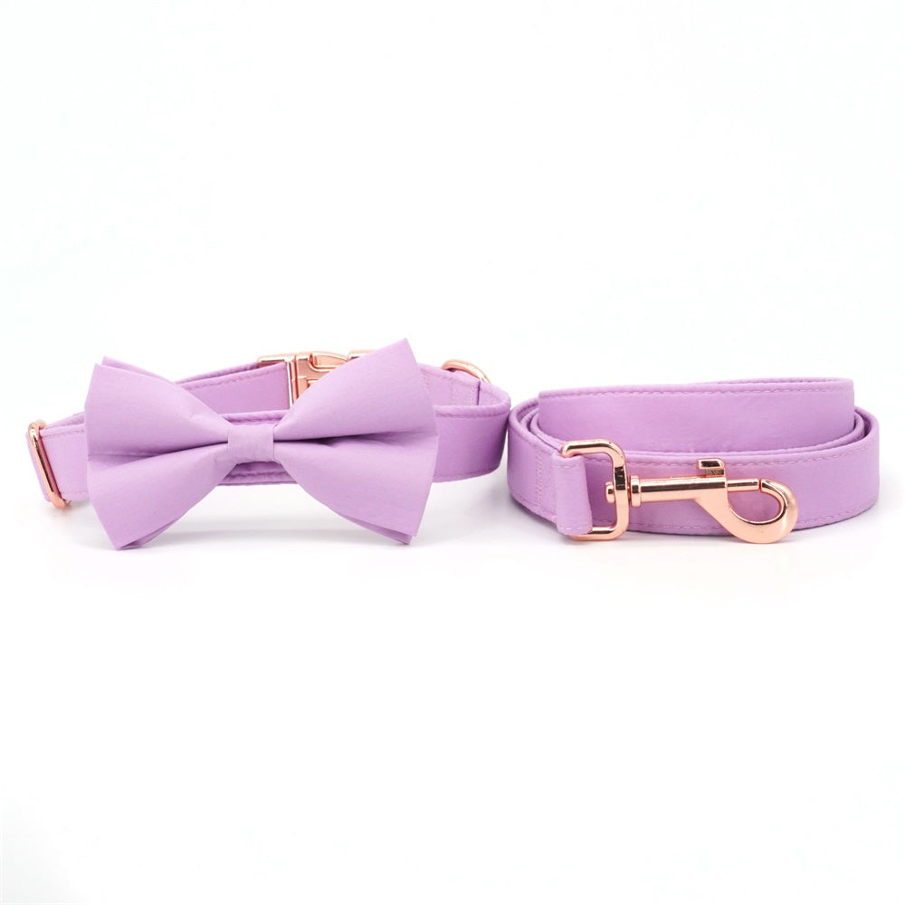 Personalized Lavender Purple Dog Bow Tie Collar & Leash