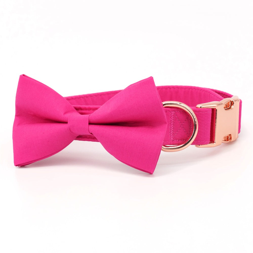 Personalized Rose Pink Dog Bow Tie Collar