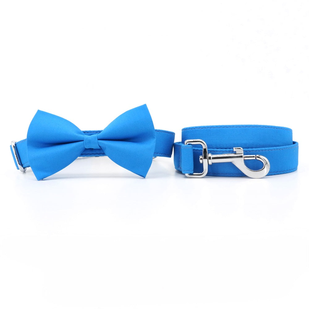 Personalized Solid Ocean Blue Dog Bow Tie Collar