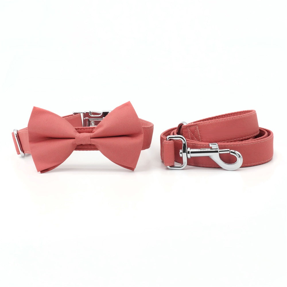 Personalized Rosewater Dog Bow Tie Collar & Leash